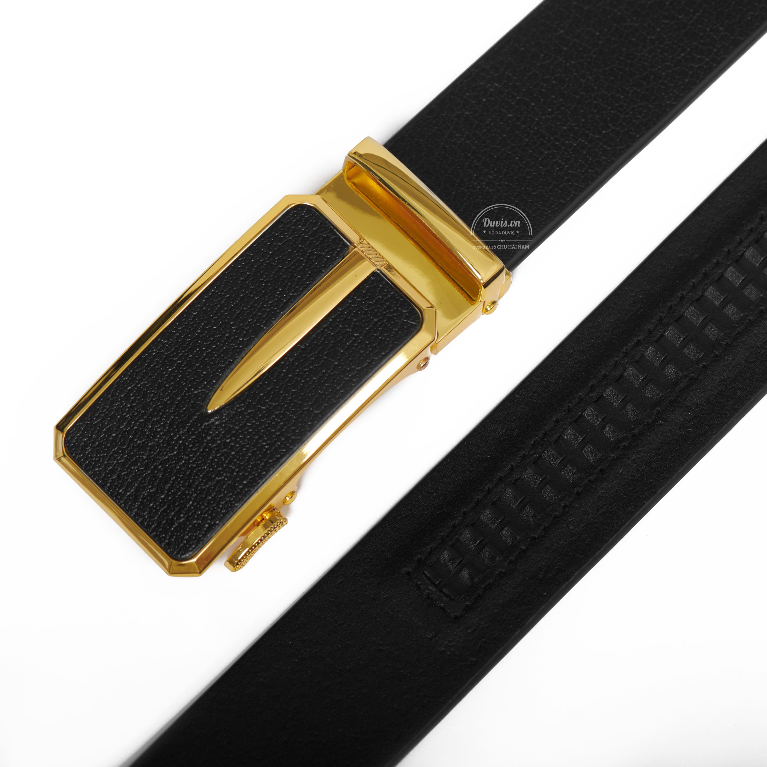 DL503 - Thắt lưng da nam cao cấp Duvis khóa vàng
