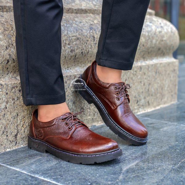Giày Đốc Nam Da Bò Sần DOC03 – Duvis – Nâu