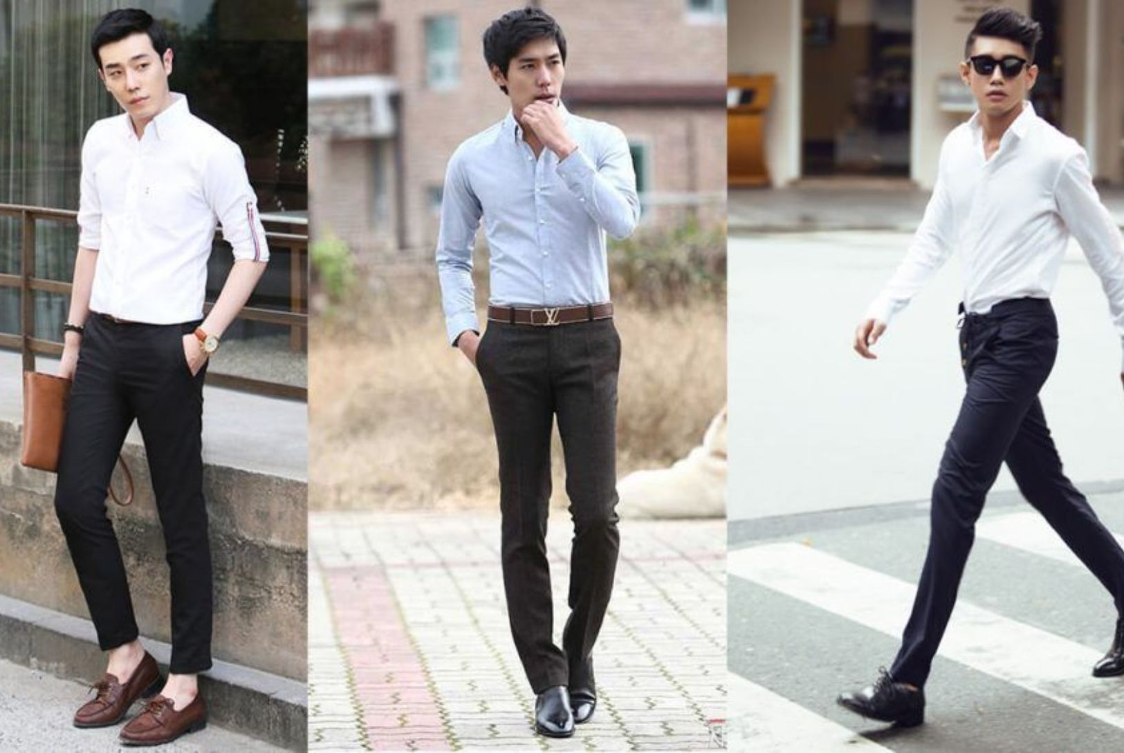 Phối giày lười nam với áo sơ mi