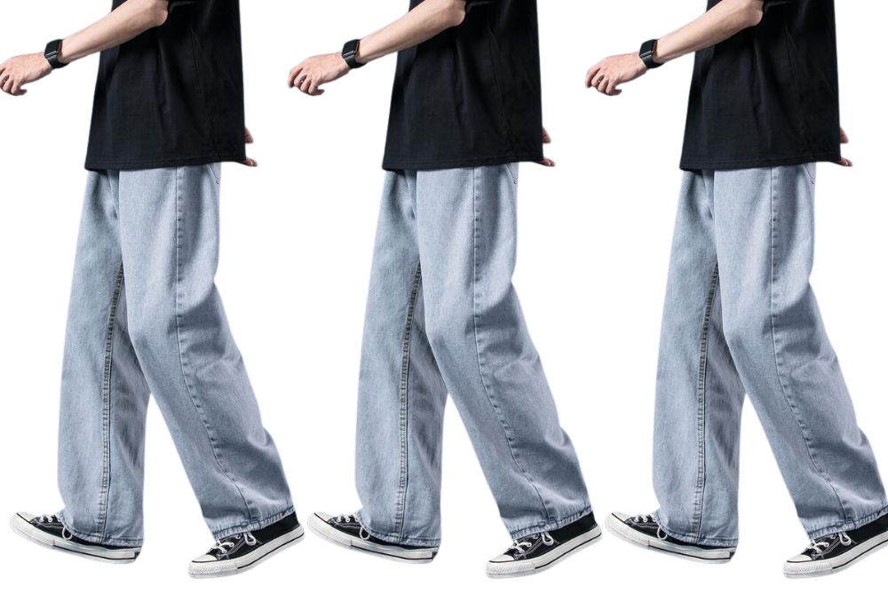Quần ống rộng nam kiểu denim
