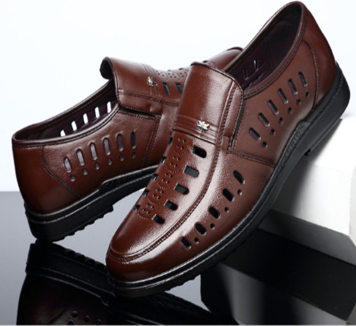 Giày lười nam đục lỗ hàng hiệu OEM