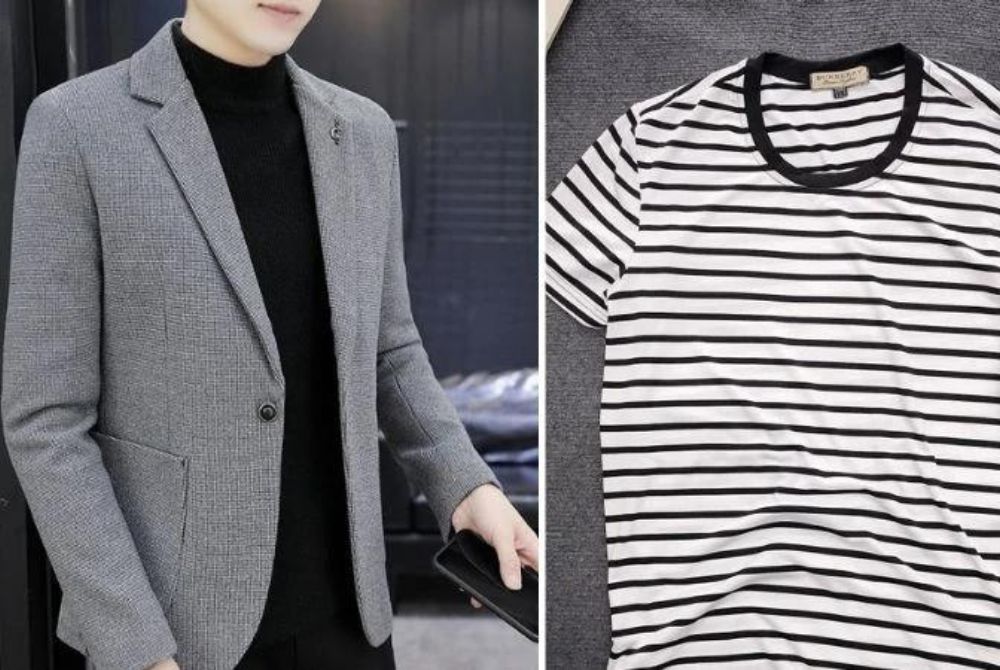 Áo vest và áo thun kẻ ngang