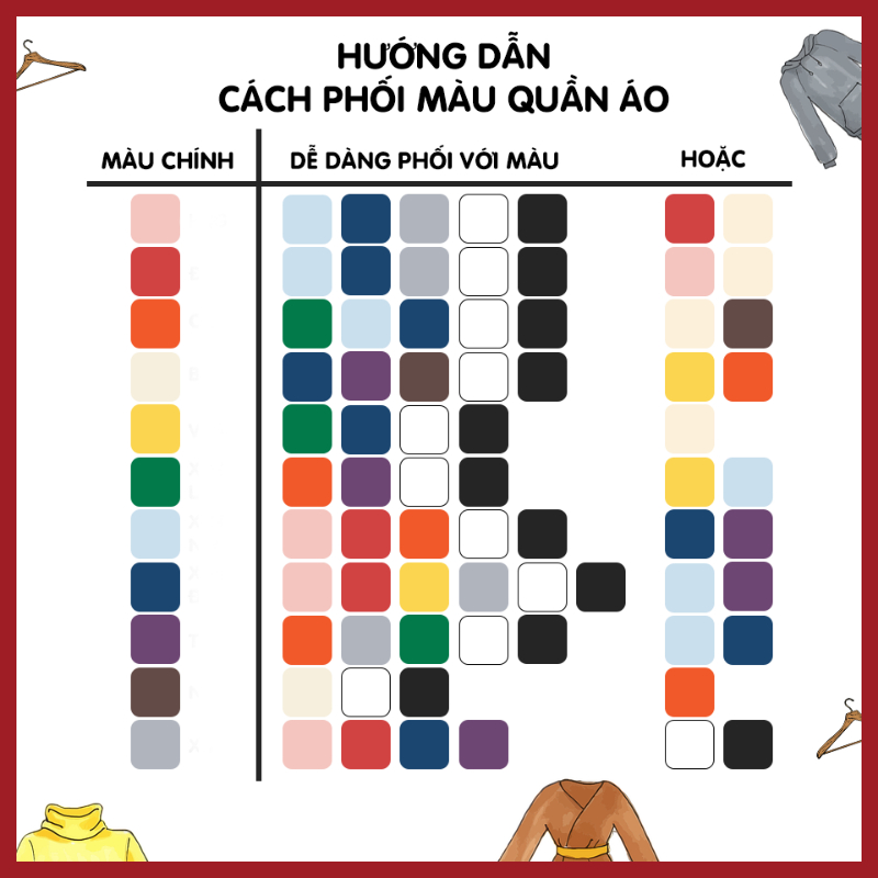 Bảng màu phối đồ với màu đen