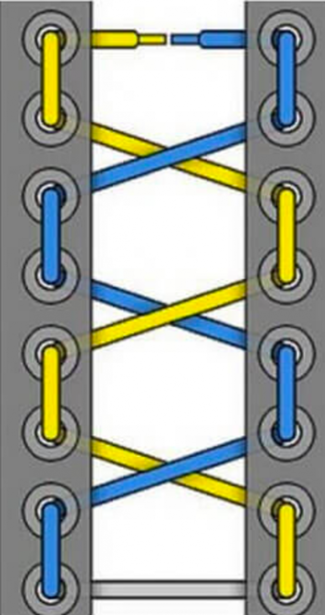 Cách buộc dây giày chéo nằm phía dưới