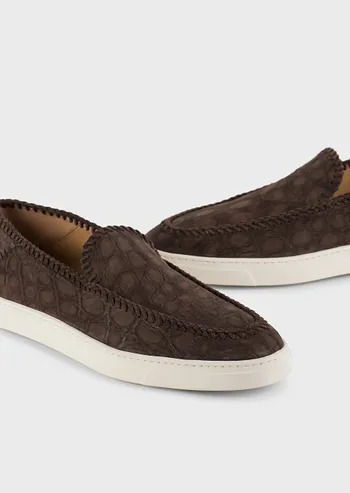 Giày nubuck vân cá sấu Giorgio Armani