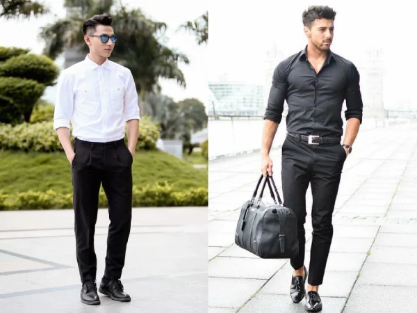 Quần âu nam phối với áo sơ mi