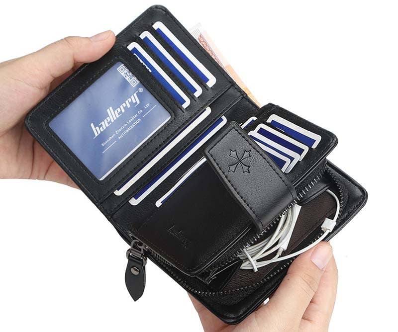 Ví da nam ngang nhiều ngăn gấp đôi